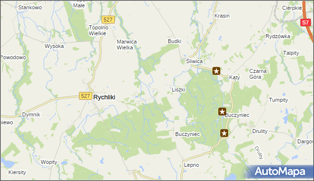 mapa Barzyna gmina Rychliki, Barzyna gmina Rychliki na mapie Targeo