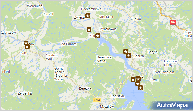 mapa Bereżnica Niżna, Bereżnica Niżna na mapie Targeo