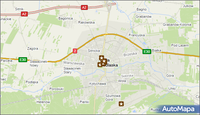 mapa Białej Podlaskiej, Biała Podlaska na mapie Targeo