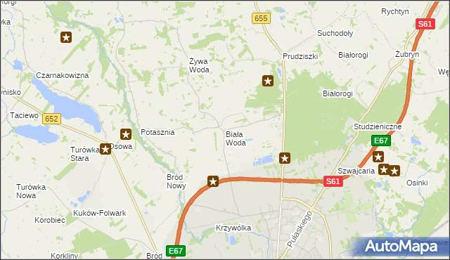 mapa Biała Woda gmina Suwałki, Biała Woda gmina Suwałki na mapie Targeo