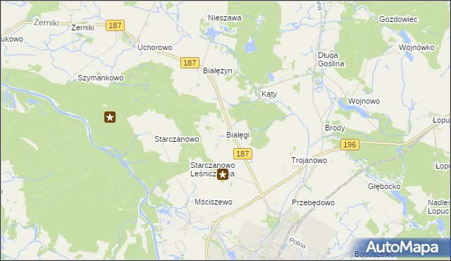 mapa Białęgi gmina Murowana Goślina, Białęgi gmina Murowana Goślina na mapie Targeo