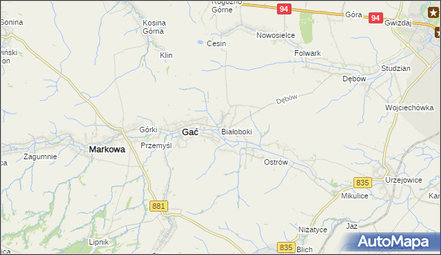 mapa Białoboki, Białoboki na mapie Targeo