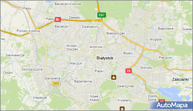 mapa Białegostoku, Białystok na mapie Targeo