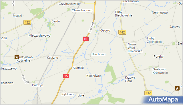 mapa Biechowo gmina Miłosław, Biechowo gmina Miłosław na mapie Targeo