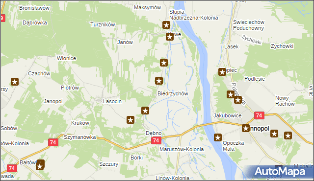 mapa Biedrzychów gmina Ożarów, Biedrzychów gmina Ożarów na mapie Targeo