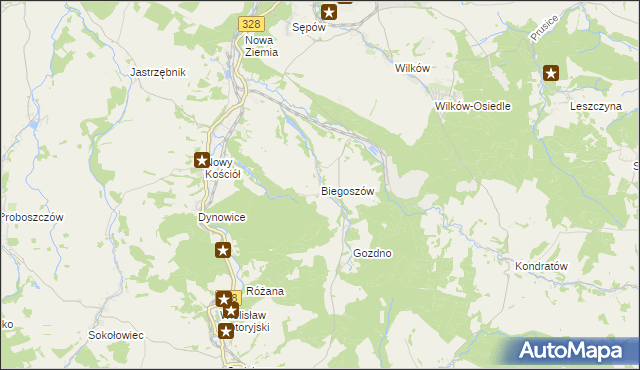 mapa Biegoszów, Biegoszów na mapie Targeo
