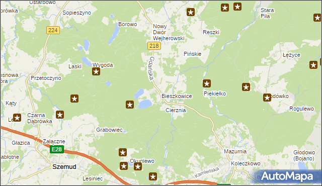 mapa Bieszkowice, Bieszkowice na mapie Targeo