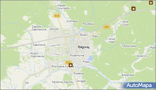 mapa Biłgoraj, Biłgoraj na mapie Targeo