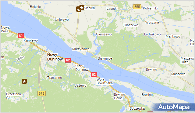 mapa Biskupice gmina Brudzeń Duży, Biskupice gmina Brudzeń Duży na mapie Targeo