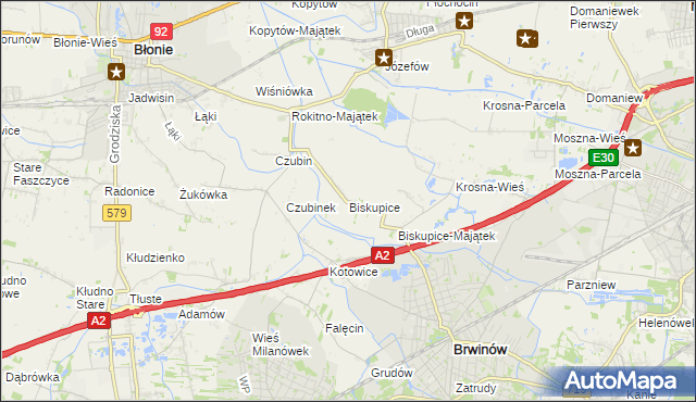 mapa Biskupice gmina Brwinów, Biskupice gmina Brwinów na mapie Targeo