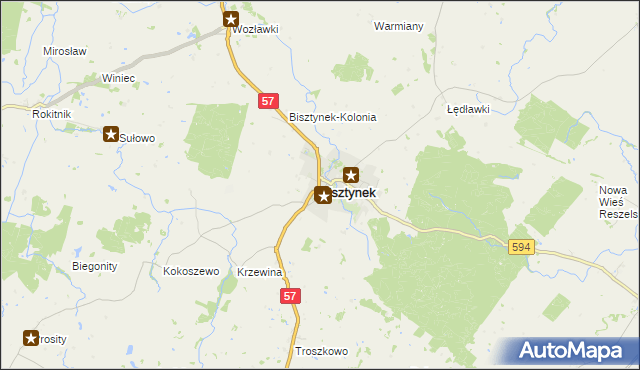 mapa Bisztynek, Bisztynek na mapie Targeo