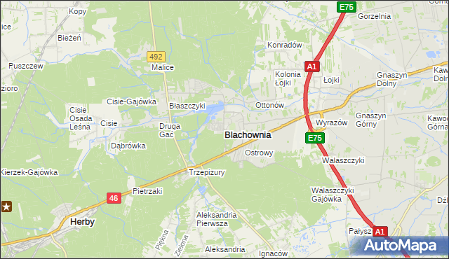 mapa Blachownia, Blachownia na mapie Targeo
