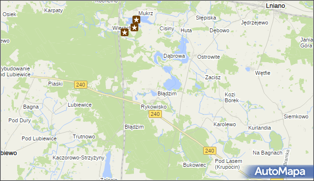 mapa Błądzim gmina Lniano, Błądzim gmina Lniano na mapie Targeo