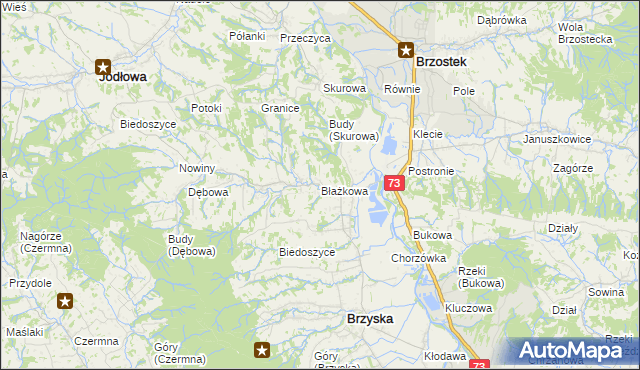 mapa Błażkowa gmina Brzyska, Błażkowa gmina Brzyska na mapie Targeo