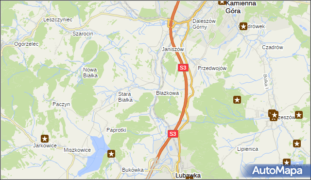 mapa Błażkowa gmina Lubawka, Błażkowa gmina Lubawka na mapie Targeo