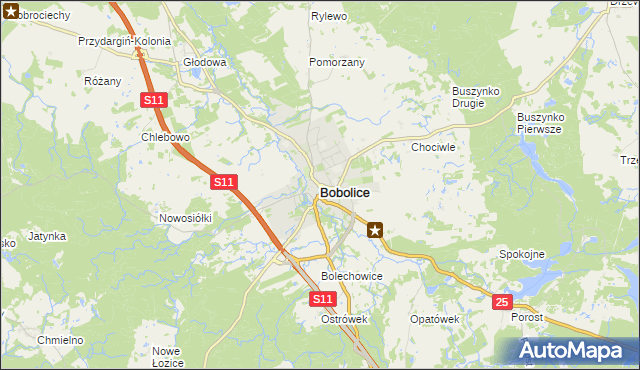 mapa Bobolice powiat koszaliński, Bobolice powiat koszaliński na mapie Targeo