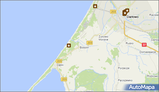 mapa Bobolin gmina Darłowo, Bobolin gmina Darłowo na mapie Targeo