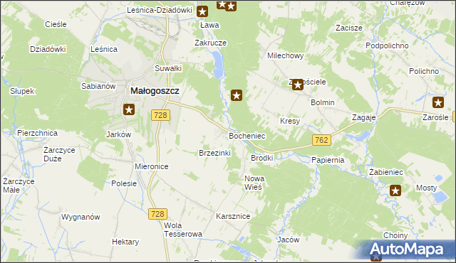 mapa Bocheniec gmina Małogoszcz, Bocheniec gmina Małogoszcz na mapie Targeo