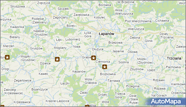 mapa Boczów gmina Łapanów, Boczów gmina Łapanów na mapie Targeo