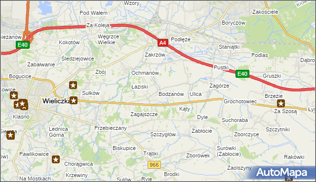 mapa Bodzanów gmina Biskupice, Bodzanów gmina Biskupice na mapie Targeo