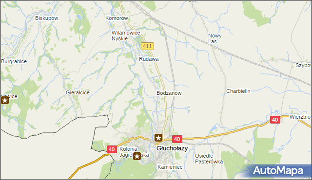 mapa Bodzanów gmina Głuchołazy, Bodzanów gmina Głuchołazy na mapie Targeo