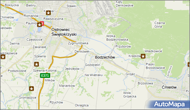 mapa Bodzechów, Bodzechów na mapie Targeo