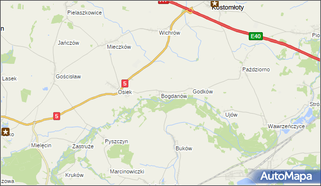 mapa Bogdanów gmina Kostomłoty, Bogdanów gmina Kostomłoty na mapie Targeo