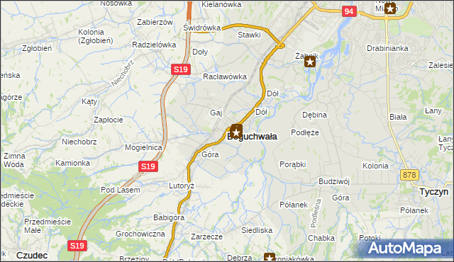 mapa Boguchwała powiat rzeszowski, Boguchwała powiat rzeszowski na mapie Targeo