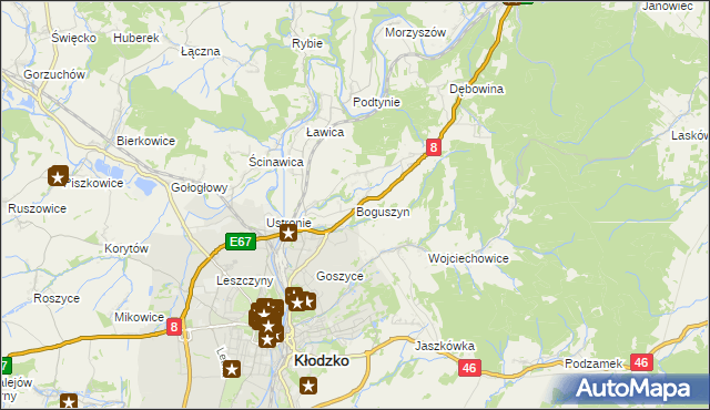 mapa Boguszyn gmina Kłodzko, Boguszyn gmina Kłodzko na mapie Targeo