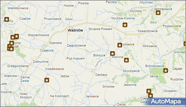 mapa Boksyce, Boksyce na mapie Targeo