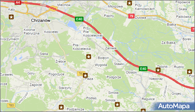 mapa Bolęcin gmina Trzebinia, Bolęcin gmina Trzebinia na mapie Targeo