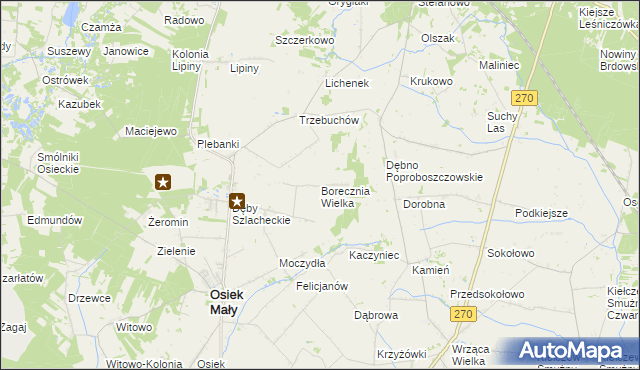 mapa Borecznia Wielka, Borecznia Wielka na mapie Targeo