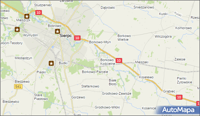 mapa Borkowo Kościelne, Borkowo Kościelne na mapie Targeo