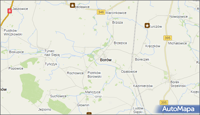 mapa Borów powiat strzeliński, Borów powiat strzeliński na mapie Targeo