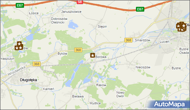 mapa Borowa gmina Długołęka, Borowa gmina Długołęka na mapie Targeo