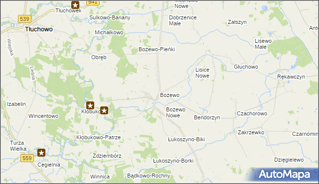 mapa Bożewo gmina Mochowo, Bożewo gmina Mochowo na mapie Targeo