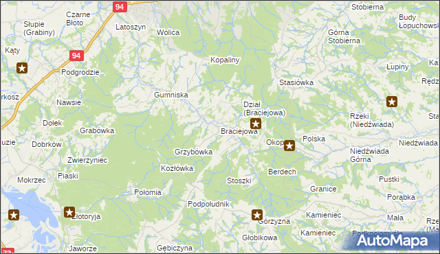 mapa Braciejowa, Braciejowa na mapie Targeo