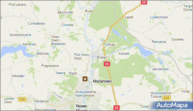 mapa Bratian, Bratian na mapie Targeo