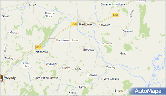 mapa Brodowo gmina Radziłów, Brodowo gmina Radziłów na mapie Targeo