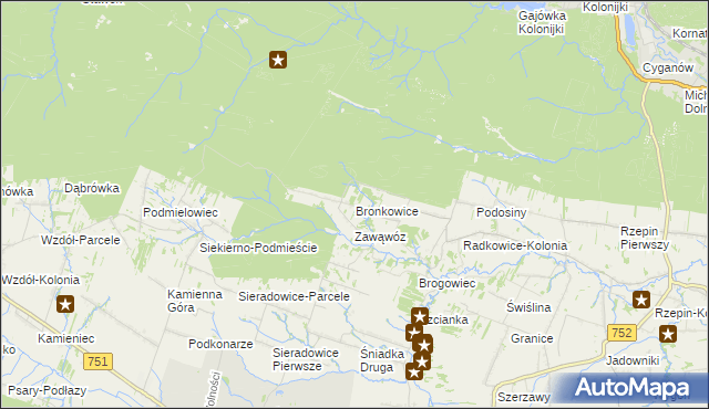 mapa Bronkowice, Bronkowice na mapie Targeo