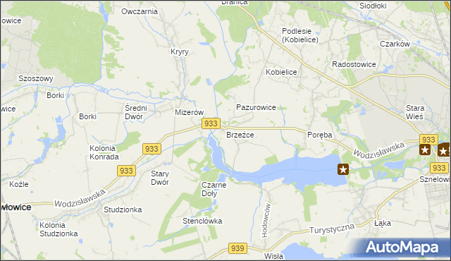 mapa Brzeźce gmina Pszczyna, Brzeźce gmina Pszczyna na mapie Targeo