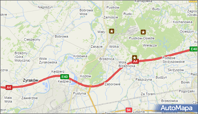 mapa Brzeźnica gmina Dębica, Brzeźnica gmina Dębica na mapie Targeo