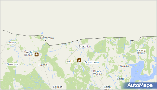 mapa Brzeźnica gmina Srokowo, Brzeźnica gmina Srokowo na mapie Targeo