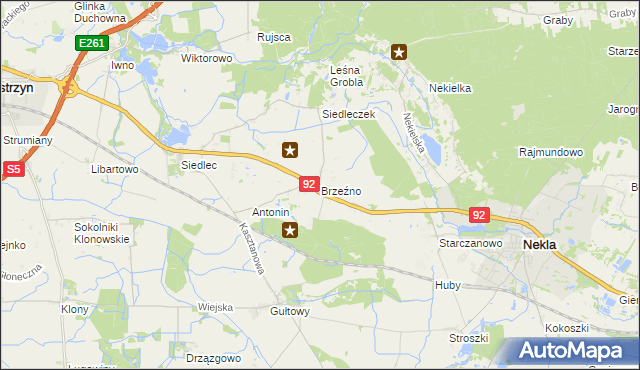 mapa Brzeźno gmina Kostrzyn, Brzeźno gmina Kostrzyn na mapie Targeo