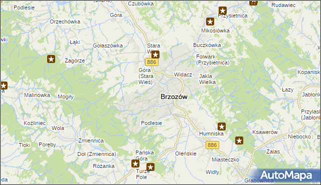 mapa Brzozów, Brzozów na mapie Targeo