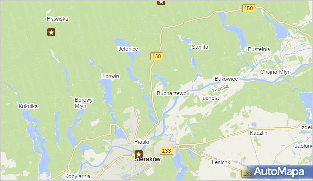 mapa Bucharzewo, Bucharzewo na mapie Targeo