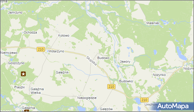 mapa Budowo, Budowo na mapie Targeo