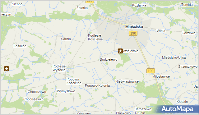 mapa Budziejewo, Budziejewo na mapie Targeo