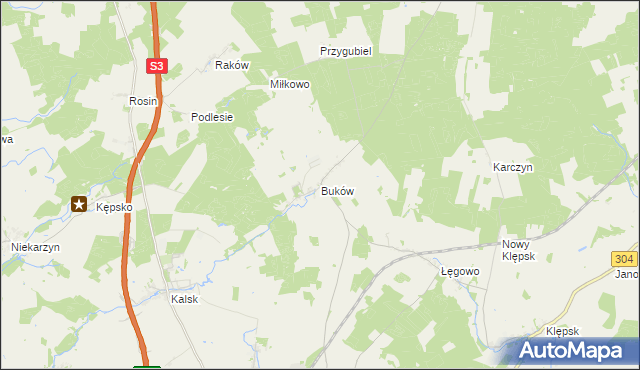 mapa Buków gmina Sulechów, Buków gmina Sulechów na mapie Targeo