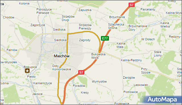 mapa Bukowska Wola, Bukowska Wola na mapie Targeo